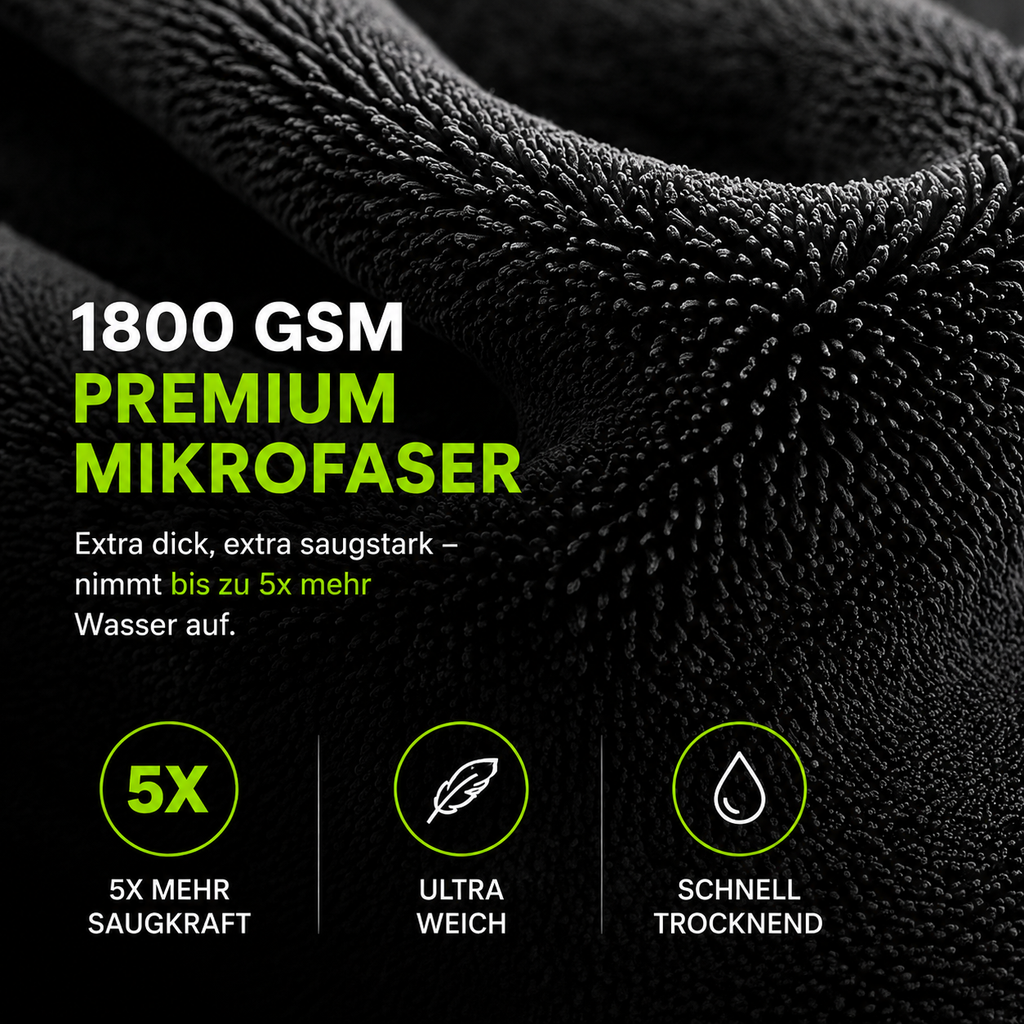 AIRVEX Premium Trockentuch - 1800 GSM Mikrofaser - 40x60cm